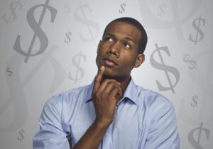 Man thinking about debts